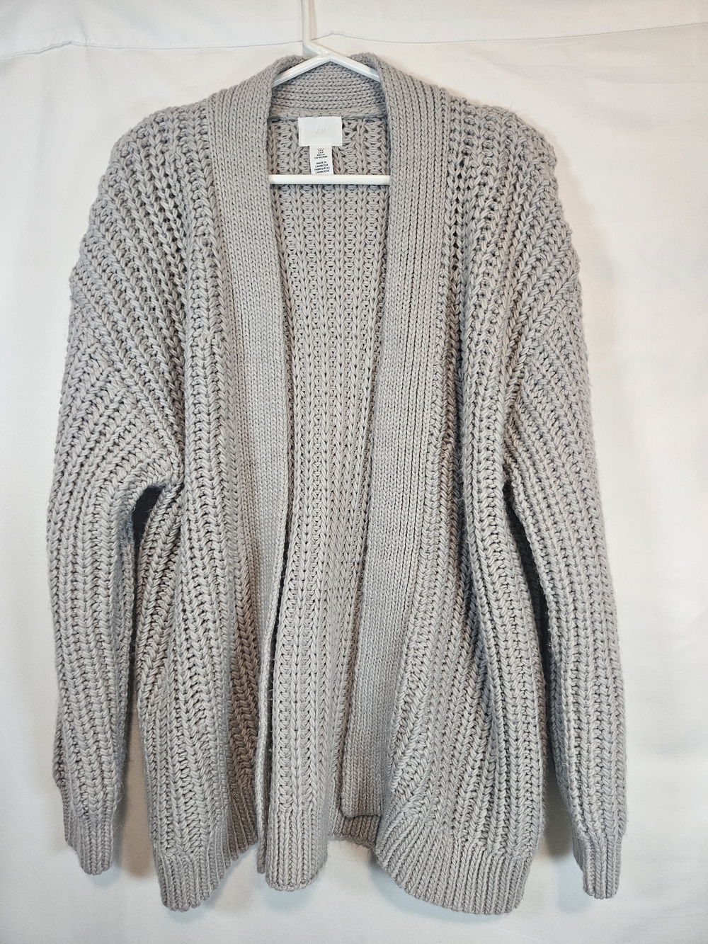 H&M Light Gray Chunky Open-Front Knit Cardigan